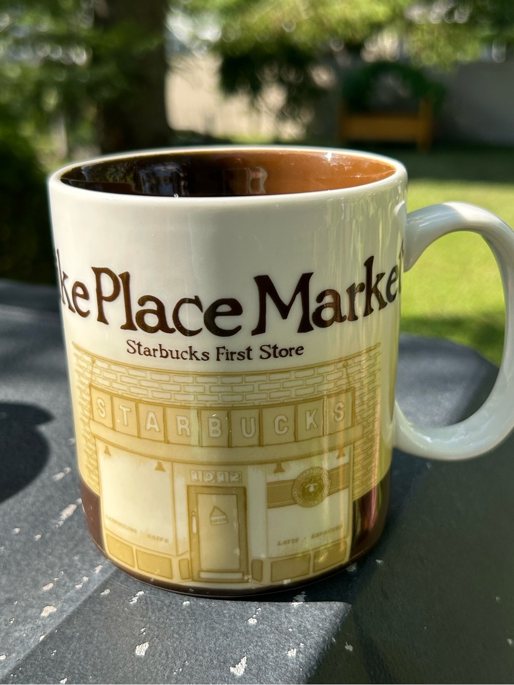 Starbucks Mug Pike Place Brown Interior Tan Travel Collection Cup 16 Ounce